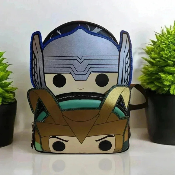 Loungefly Marvel Thor and Loki Funko Pop Glow In The Dark Mini Backpack New - Picture 1 of 7